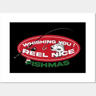 Wishing You Reel Nice Fishmas Funny Bass Fishing Christmas Posters and Art